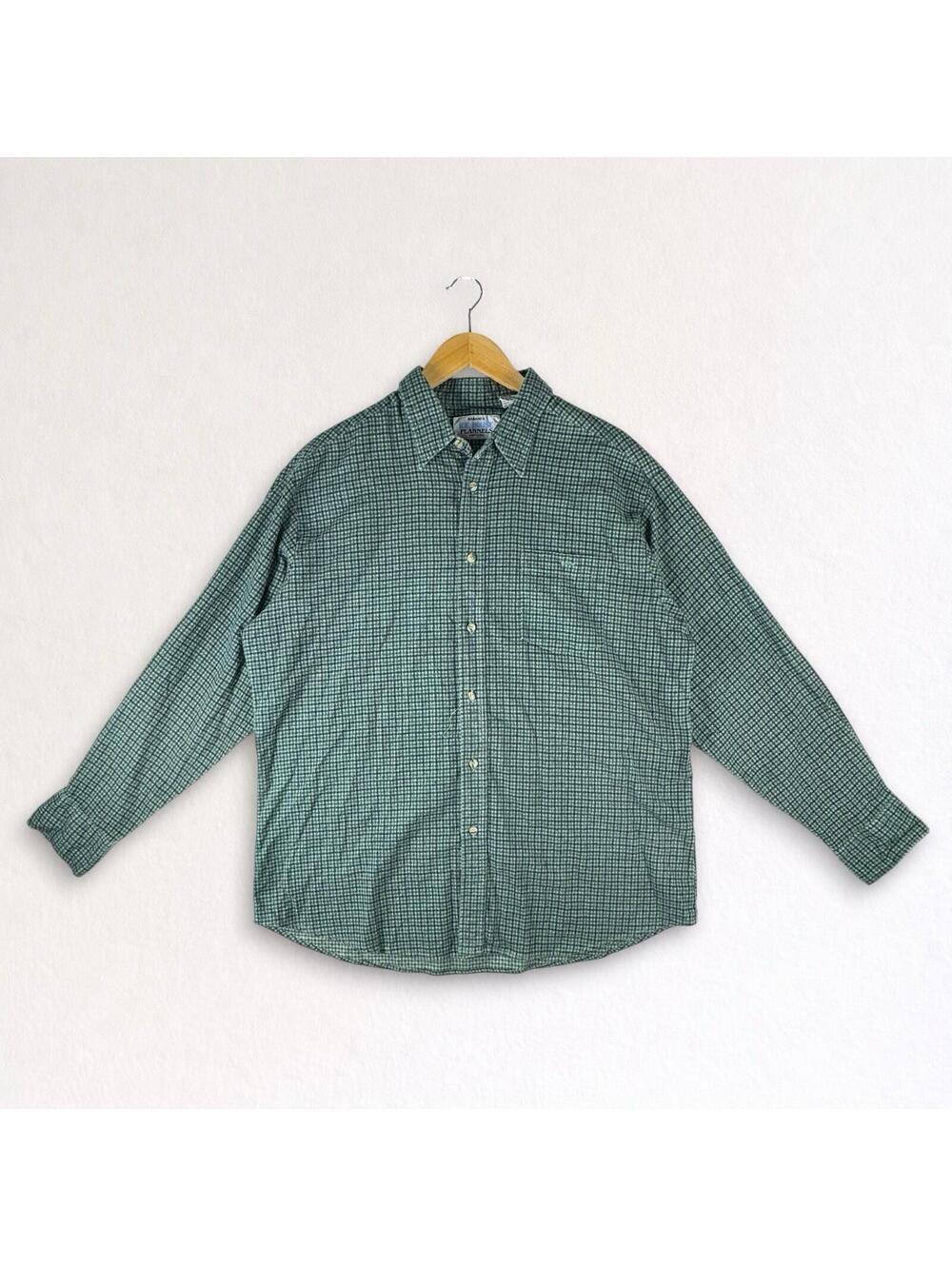 Vintage Haband Ice House Flannels Shirt Mens XL Green Plaid Button Up Rare